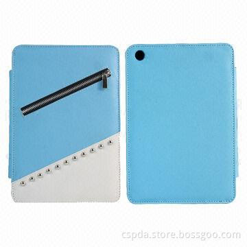 Book Leather Case for iPad Mini with Button and Zip